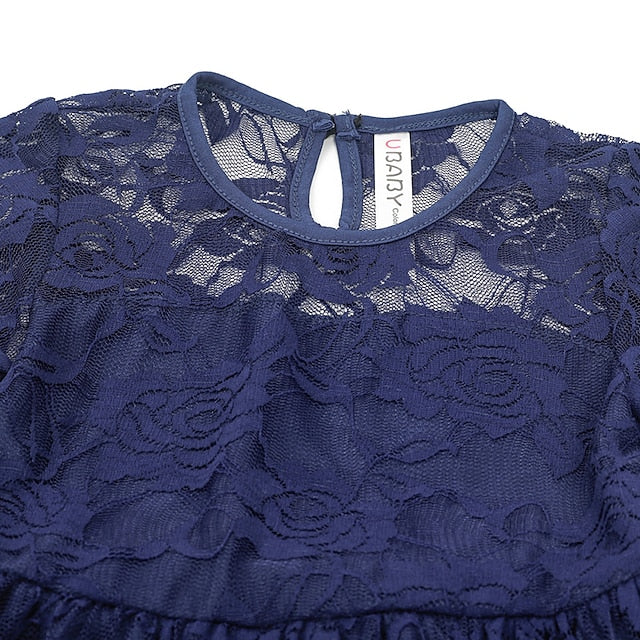 Girls' Solid Kids Colored Flower Long Dress Girl