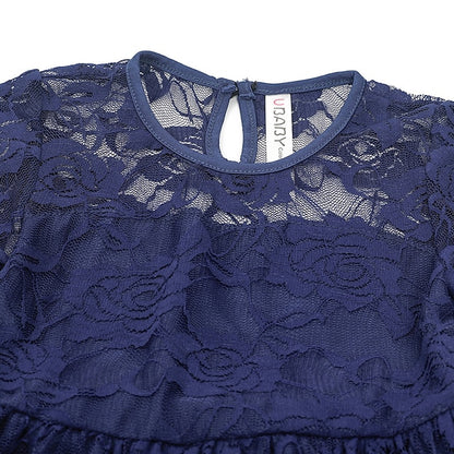 Girls' Solid Kids Colored Flower Long Dress Girl