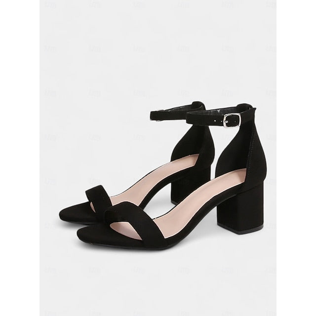 Gold Glitter Block Stylish Ankle Women's Heel Sandals with