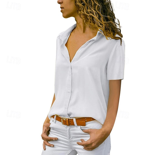 Women's Shirt Blouse Patchwork Buttons Plain Vintage