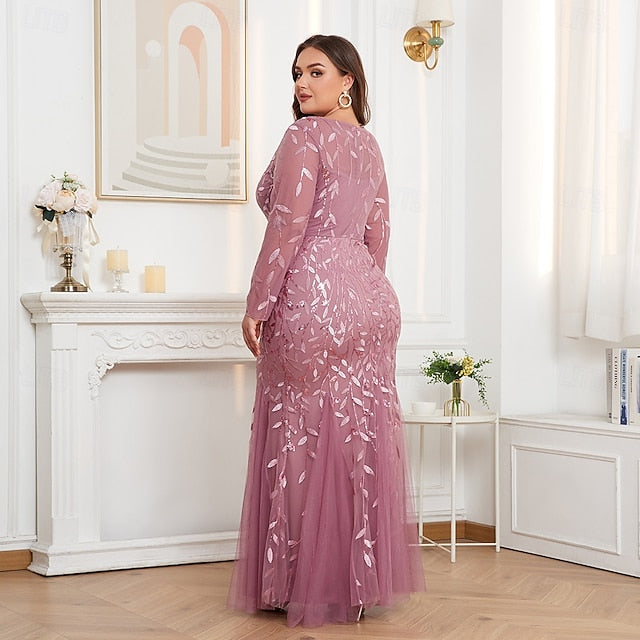 Mermaid Trumpet Floor Length Evening Gown Sparkle Plus Size