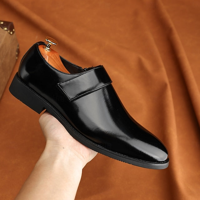 Leather Business Shoes Men's Slip-On Loafers Brown