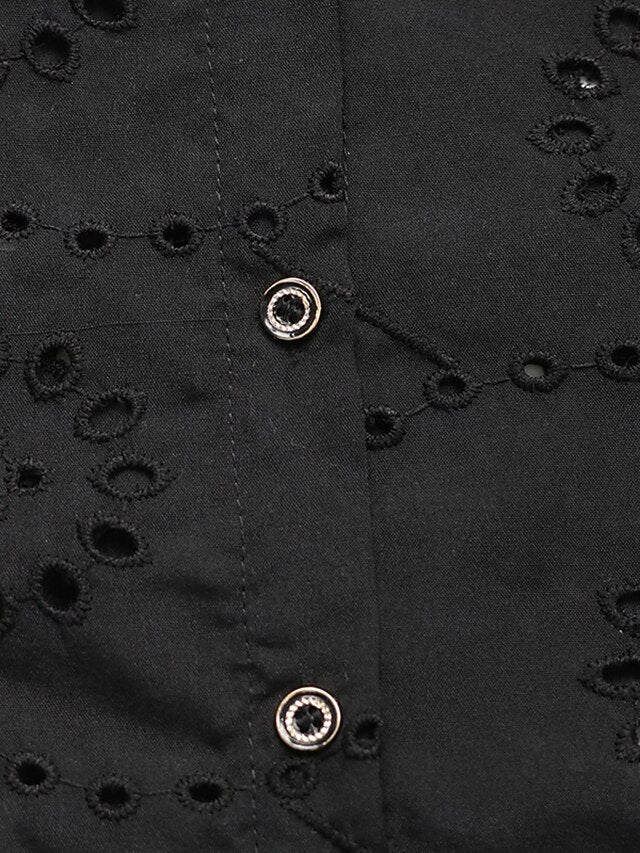 Women's Casual Shirt Button Up Shirt Blouse Lace Eyelet
