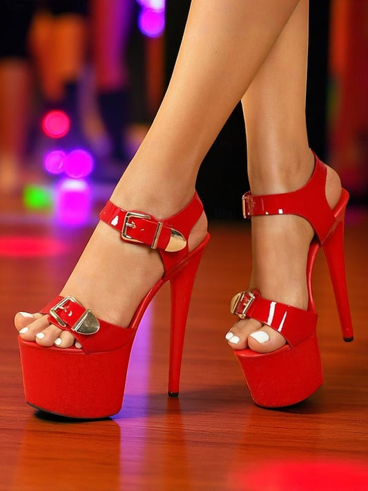 Buckle White Patent Gold High Heels Platform Women's with