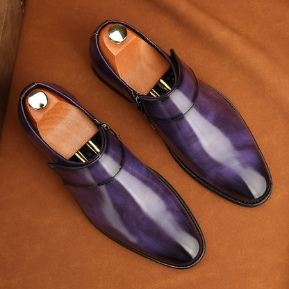 Leather Business Shoes Men's Slip-On Loafers Brown