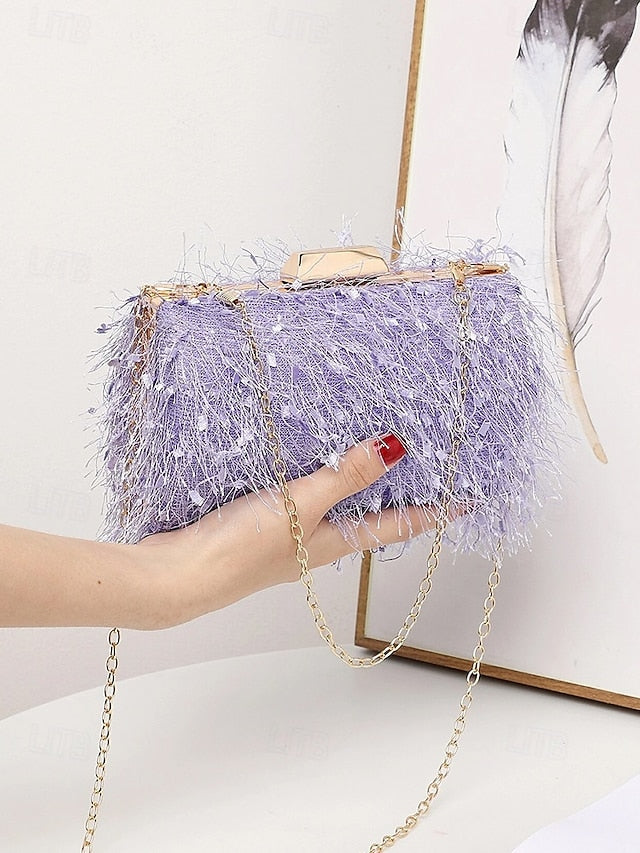 Chain with Strap Women's Feathered Chic Clutch Evening