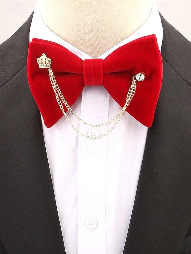 Tie Chain Crown Bow Velvet and with Men's – Detail
