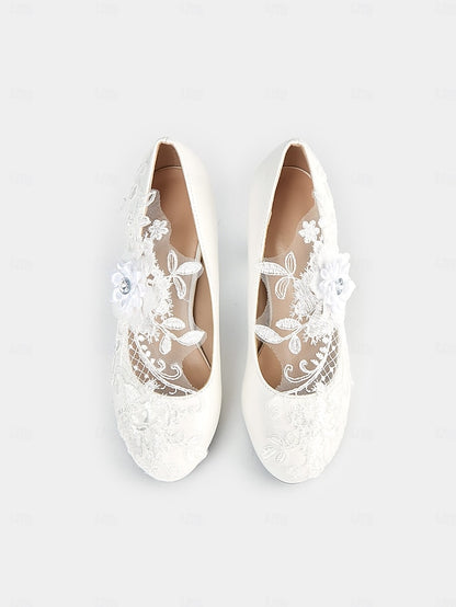 High Heel Floral – White Lace Shoes Bridal Embellishments with