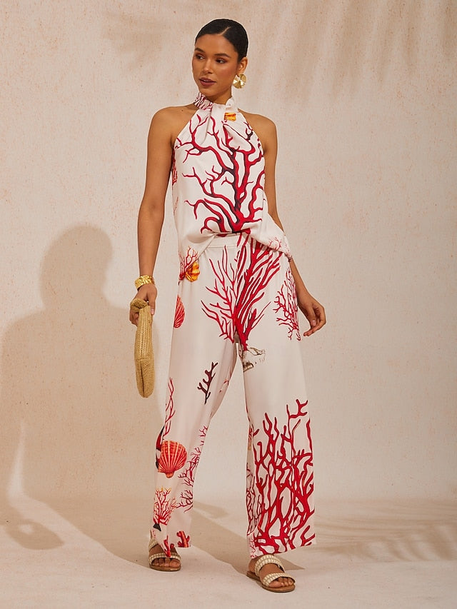Coral Riviera Silky Satin Top