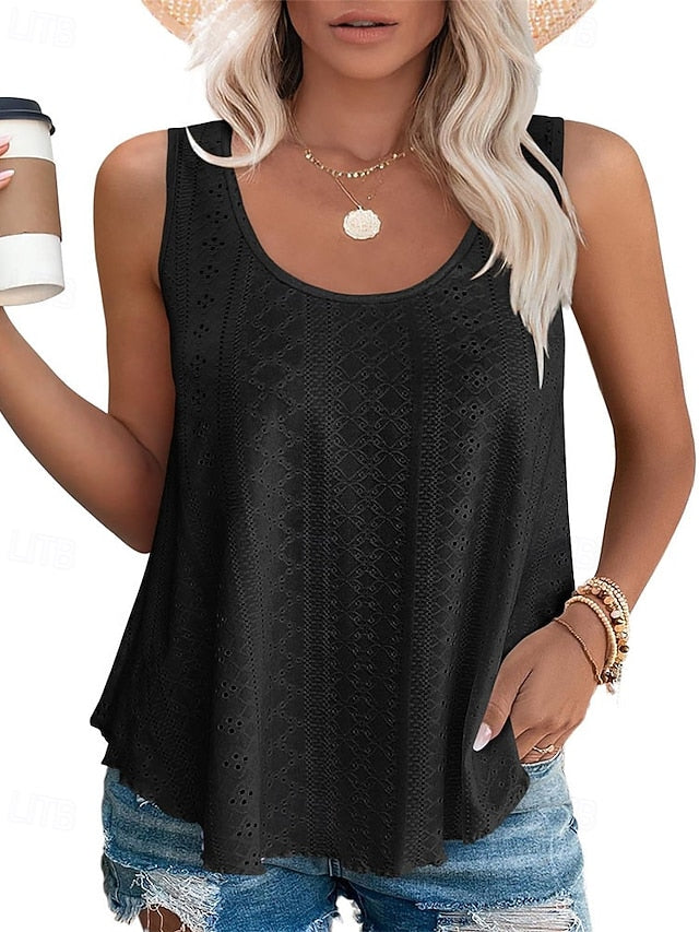 Women's Summer Tops Blouse Eyelet top Dressy Tops Ruched