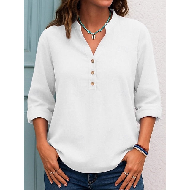 Women's Blouse Buttons Solid Color Daily Stylish Casual