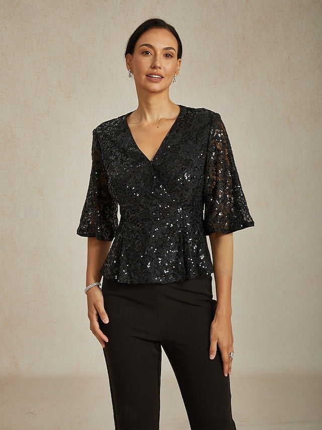 Women's Blouse Lace Tops Evening Tops Sequin Tops Sequins