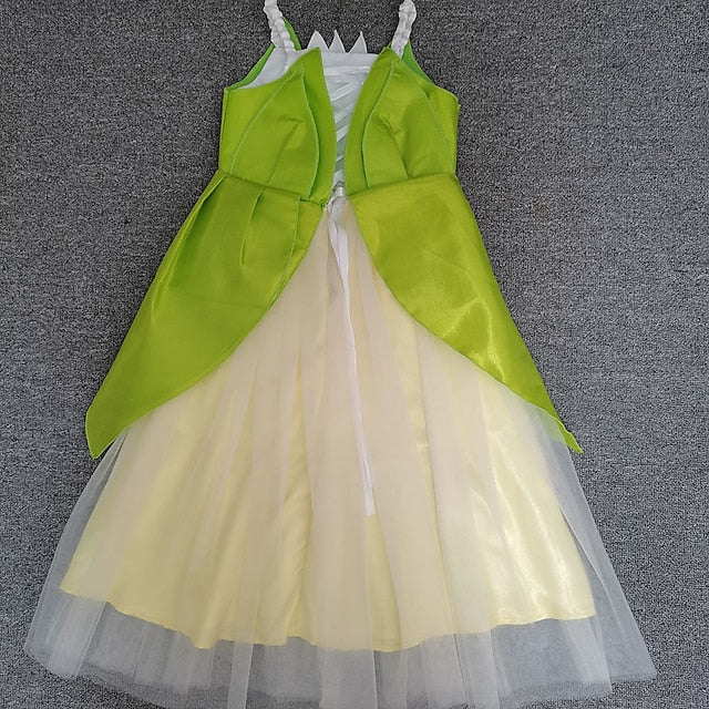 Bell Princess Fairytale Tiana Theme Dress Girl Tinker Flower