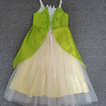 Bell Princess Fairytale Tiana Theme Dress Girl Tinker Flower