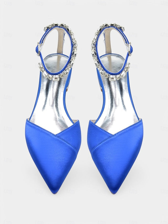 Chic Shoes with – Satin Strap Crystal-Ankle Wedding Black