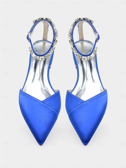 Chic Shoes with – Satin Strap Crystal-Ankle Wedding Black