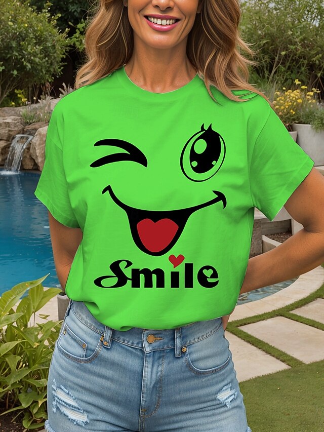 Women's T Shirt Print Heart Graphic Letter Vintage Stylish