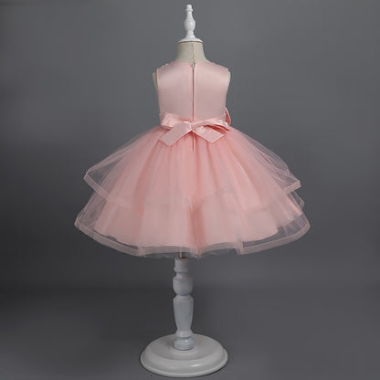 Dress Toddler Sleeveless Party Girls' Solid Color