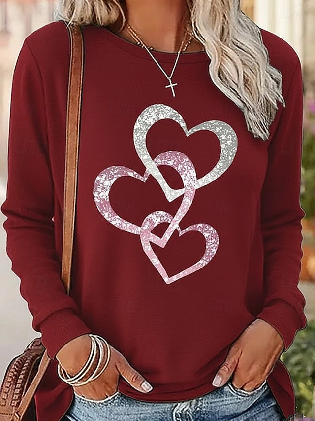 Valentine's Day Women's T Shirt Heart Graphic Fashion