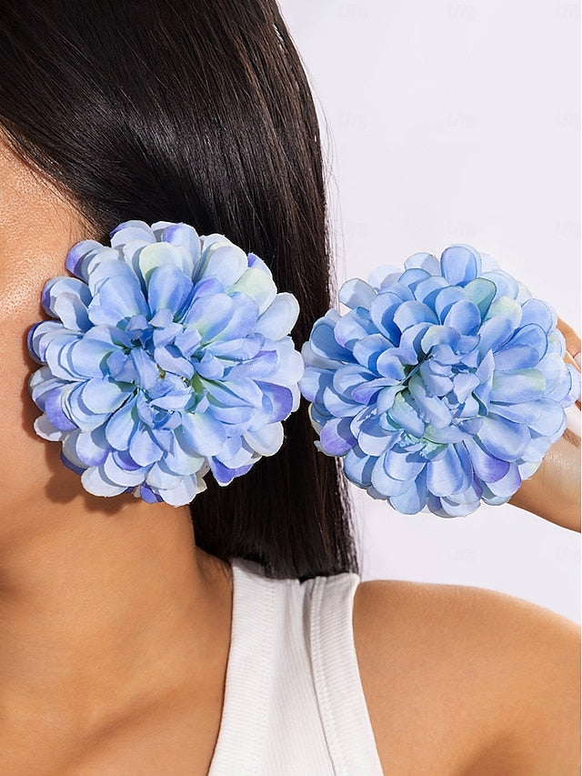 - Women's Drop Oversized Statement Flower Floral Earrings