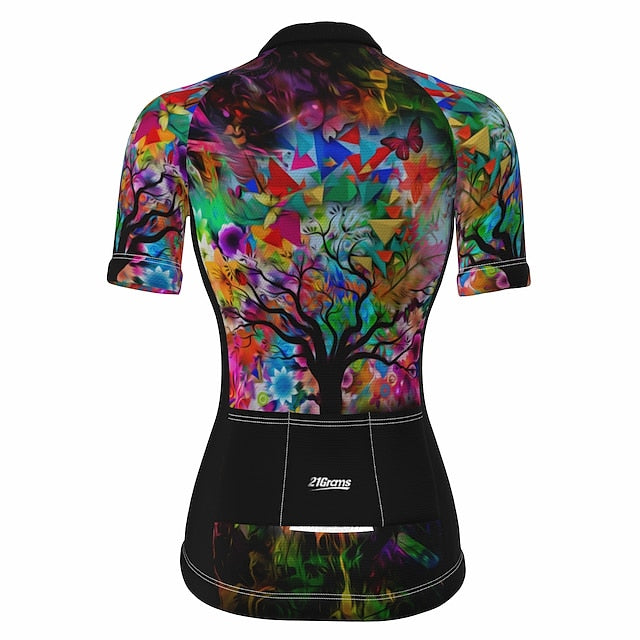 Women's Cycling Jersey Tree Short Sleeve Bike Jersey Top