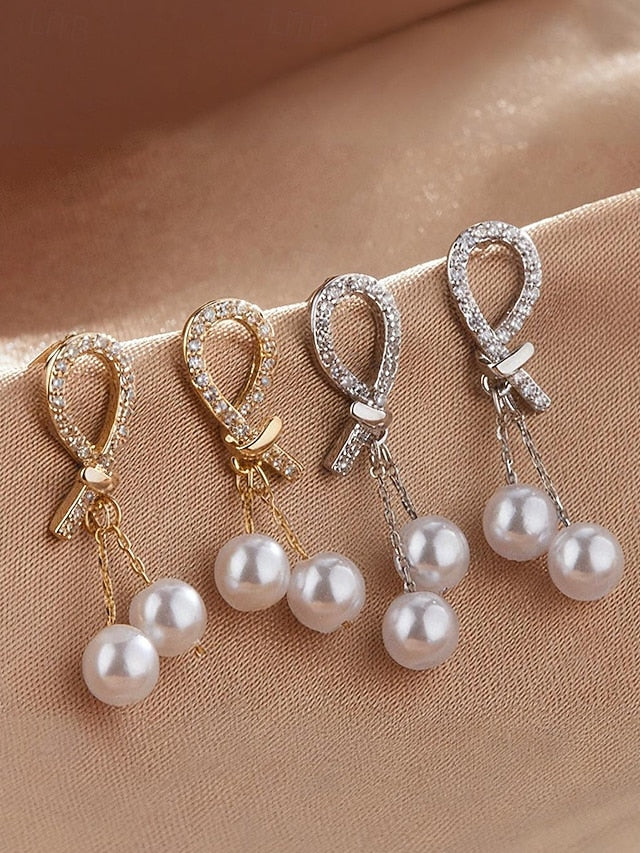 imitation with pearl Women's teardrop earrings rhinestone