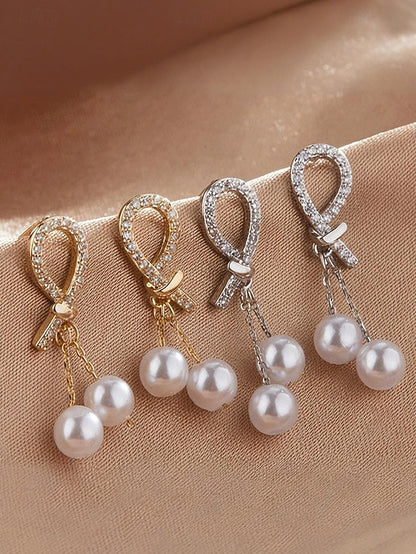 imitation with pearl Women's teardrop earrings rhinestone