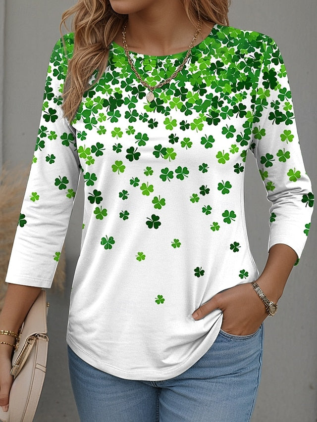 St. Patrick's Day Women's T Shirt V Neck Long Sleeve