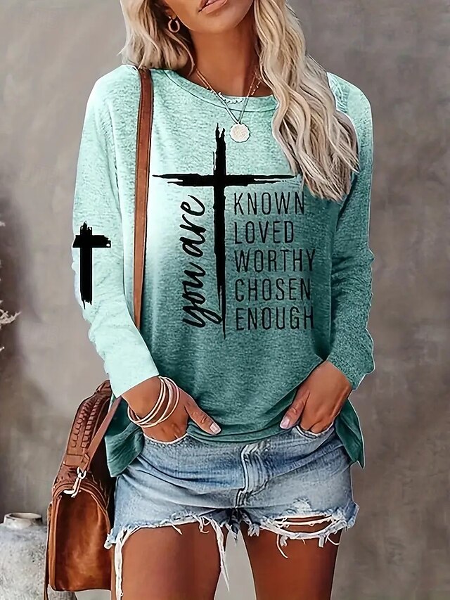 Women's T Shirt Print Graphic Geometric Striped Elegant