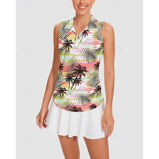 Women's Tropical Tennis Shirt Sleeveless Print UPF50+ Quick