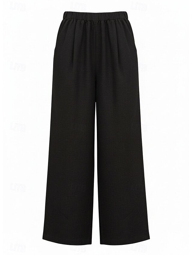 70% Linen Women's Linen Pants Culottes Wide Leg Wide Leg