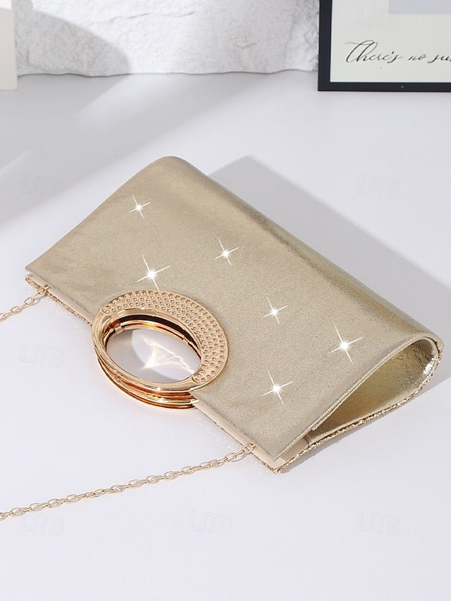 Evening Women's Gold Bag Clutch with Silver Glitter