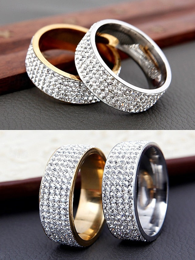 Rhinestone Wide Pave Men's Full Rings Band with