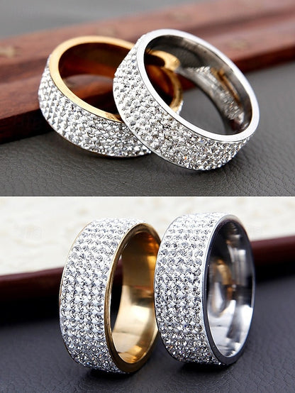 Rhinestone Wide Pave Men's Full Rings Band with