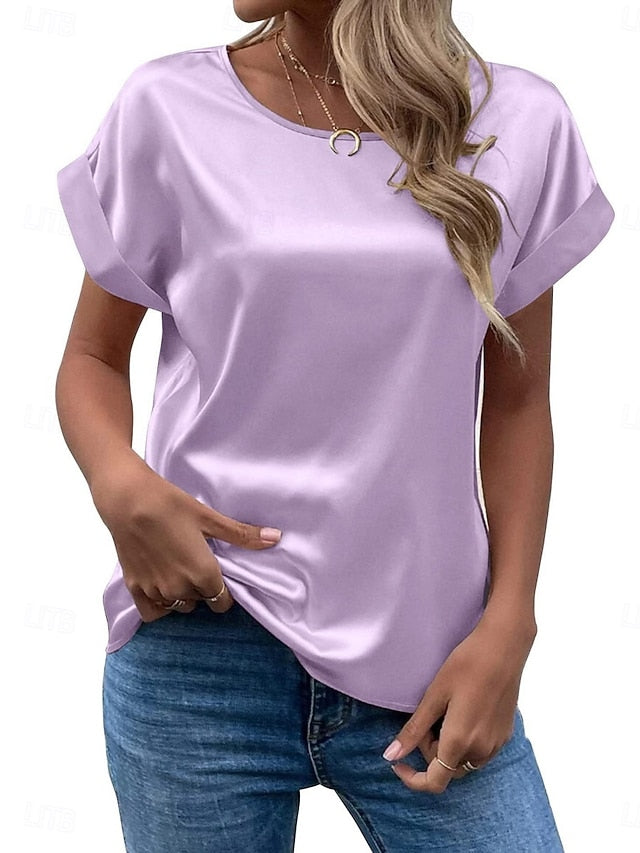 Women's T Shirt Plain Fashion Basic Modern Short Sleeve