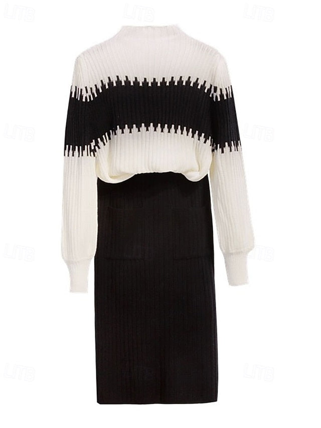 Women's Skirt Sets Bolero Top Long Sleeve Round Neck Solid