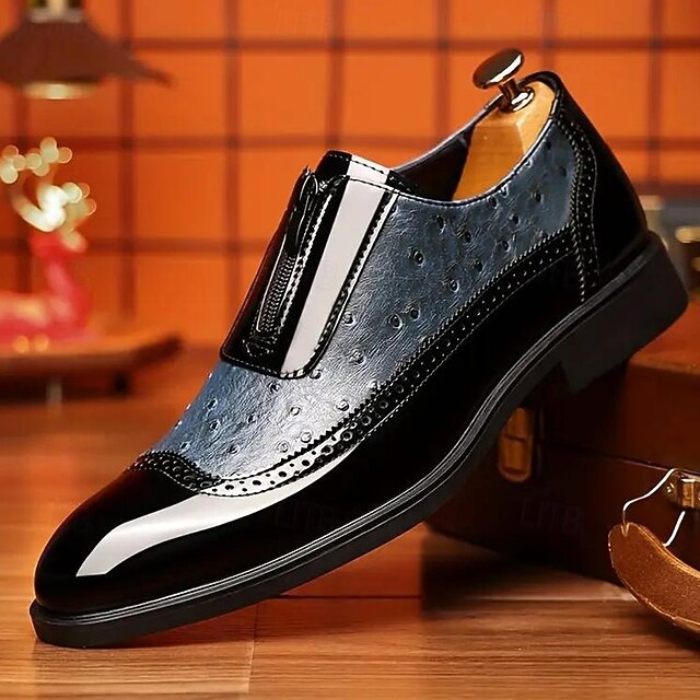 with Tan and Men's Patent Colorblock Shoes Black Formal
