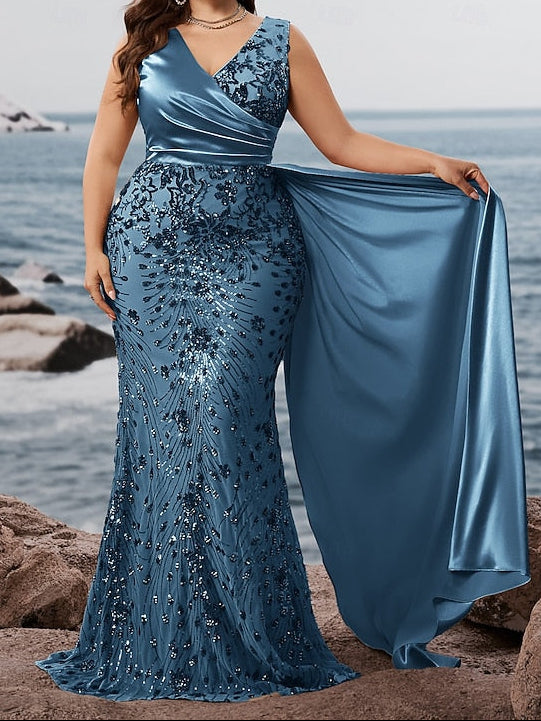 Trumpet Dress Formal Long Mermaid Wear / Evening Sparkle Gown