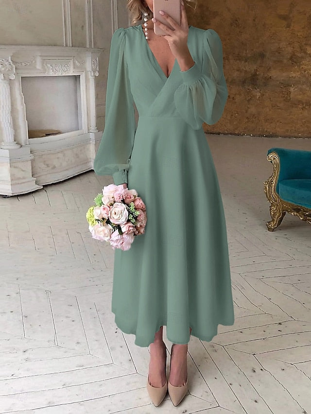 A-Line Ankle Length Little White Dress Party Dresses Bridal