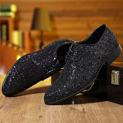 Lace-up Shoes Bold Men's Glitter Party – Statement Purple