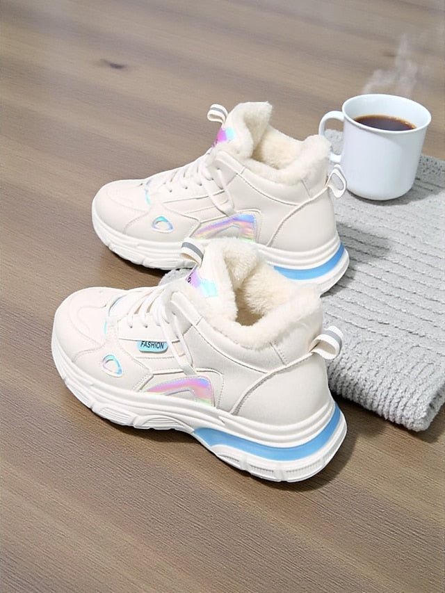 Women's Casual Winter Sneakers with Faux Fur Lining -