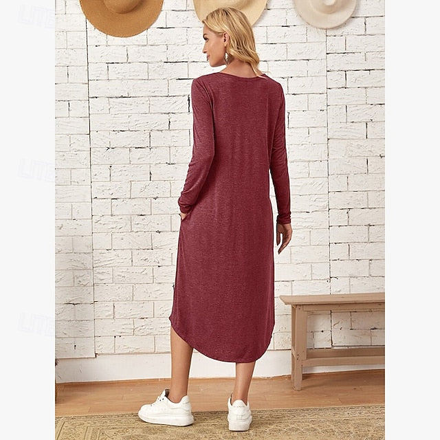 Women's Midi Dress T Shirt Dress Tee Dress Shift Dress