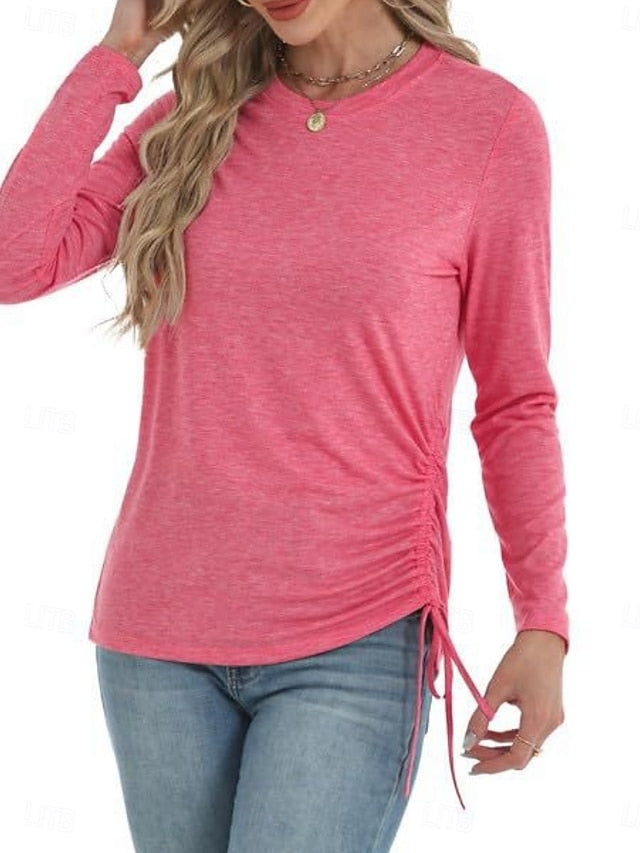 Women's Blouse Drawstring Solid Color Daily Stylish Casual