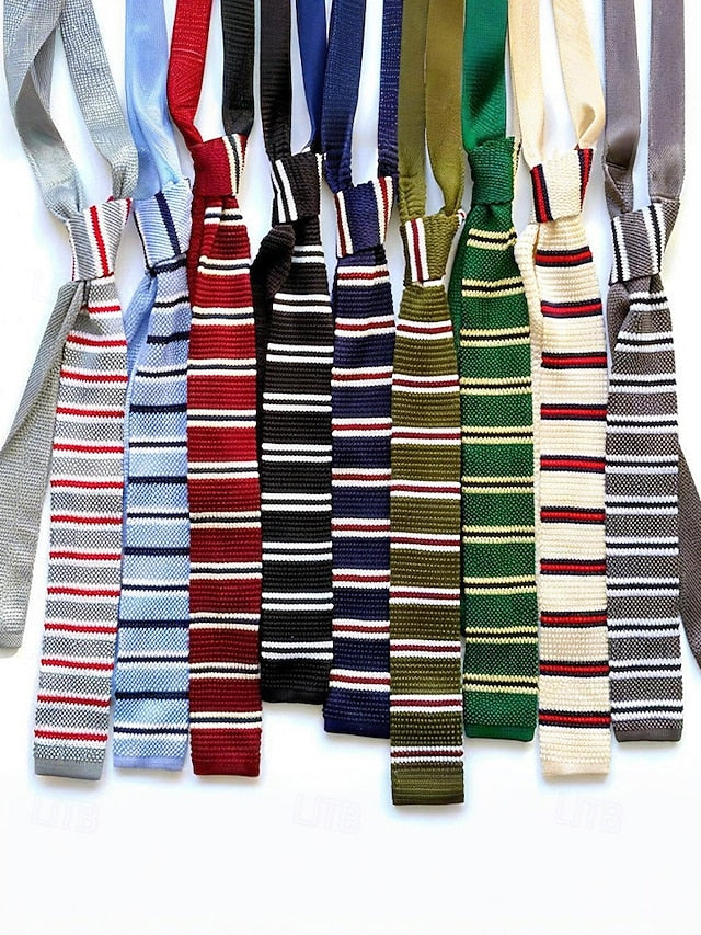 Stylish Christmas Men's Woven - Tie Knit Neck Stripe