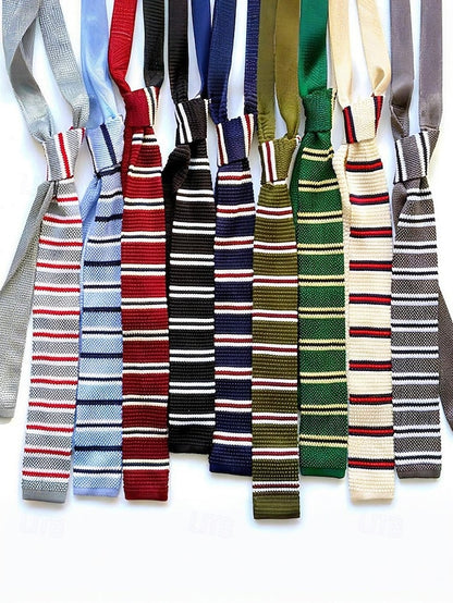 Stylish Christmas Men's Woven - Tie Knit Neck Stripe