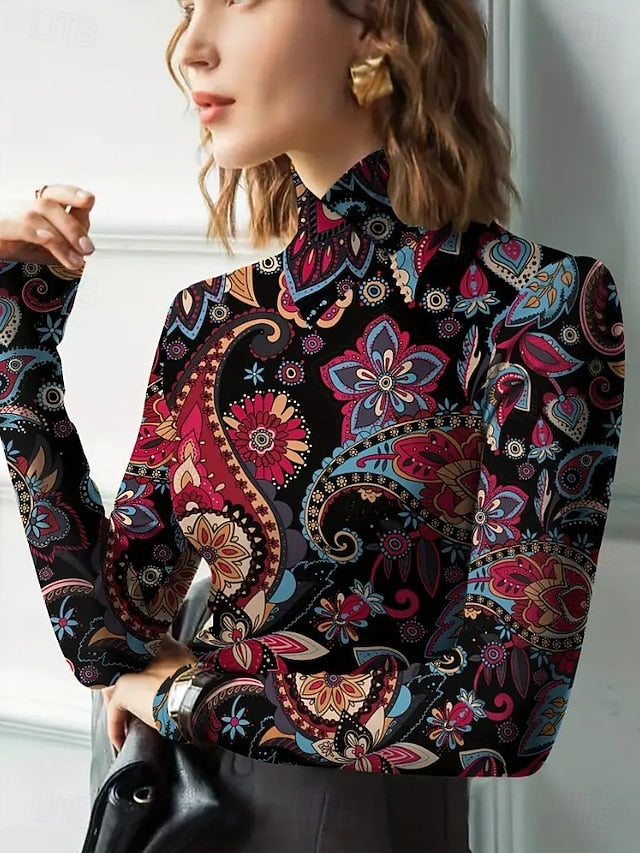 Women's Tunic Floral Elegant Bohemia Vintage Long Sleeve