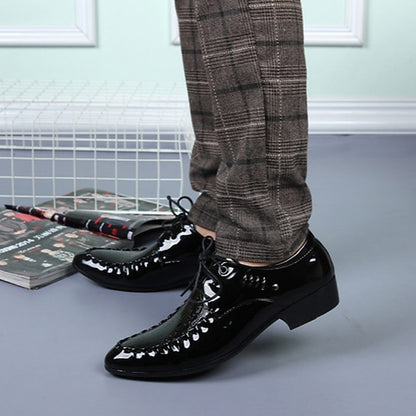 Shoes Faux Crocodile - Patent Black Leather Men's