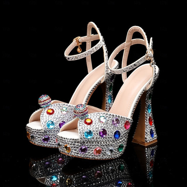 Colorful Rhinestone Sparkly Platform Women's – Sandals