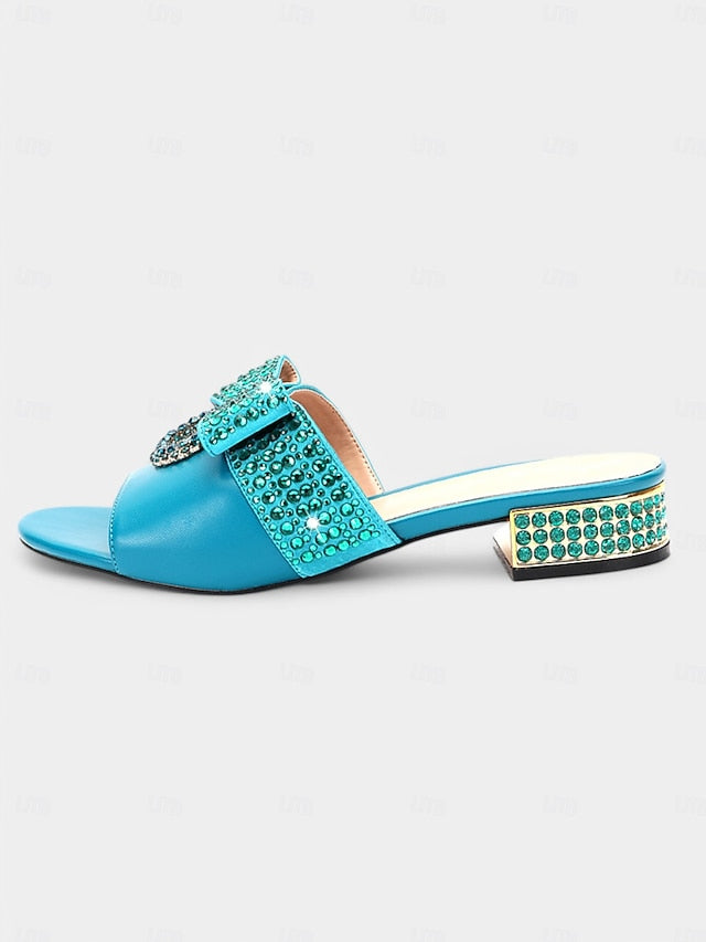 Rhinestone with Flat Gold Bow – Sandals Matching Clutch