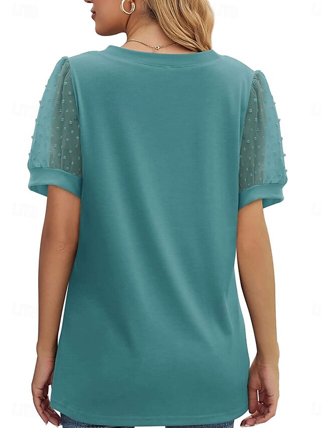 Women's T Shirt Patchwork Mesh Plain Fashion Modern Casual